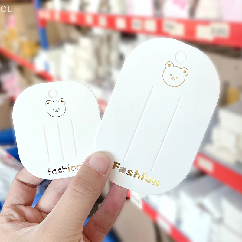 بطاقات عرض ربطات شعر للأطفال يمكنك صنعها بنفسك، عبوة مكونة من 50 كرتونة على شكل دب صغير لأعمال إكسسوارات الشعر