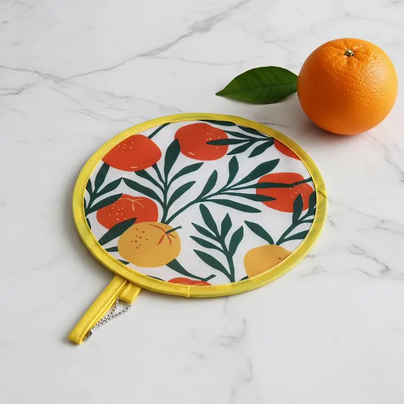 New Foldable Round Hand Fan With Cute Colorful Prints And Portable Hanging Chain Perfect For Summer Outdoor Trips Daily Use