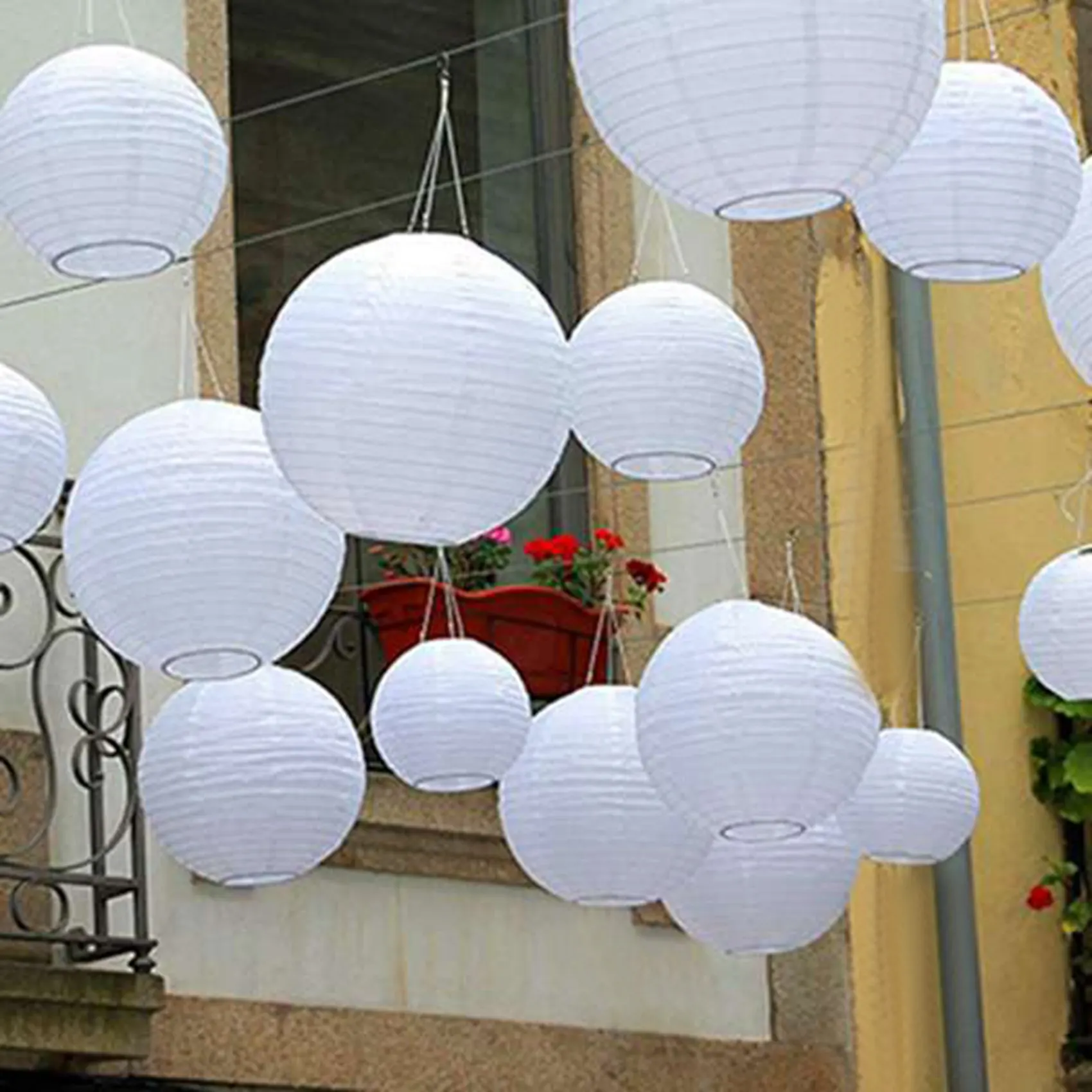 A38M 40 Pack Chinese Round White Paper Lantern,Paper Lanterns Hanging Lanterns Wedding Party Decorations