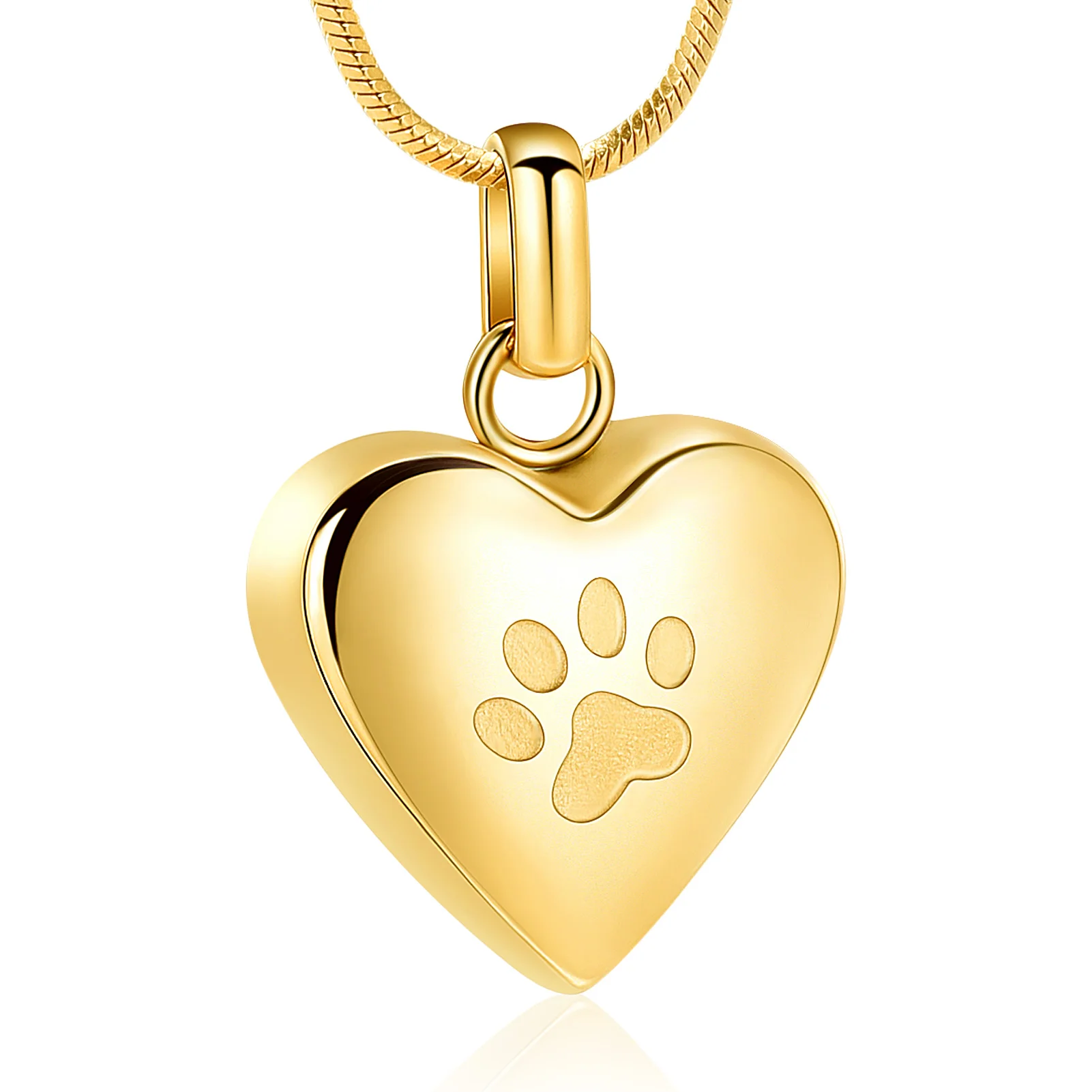 

IJD8455 Dog Paw On My Heart Stainless Steel Cremation Jewelry Pendant For Ashes Loss Of Pet Keepsake Memorial Urn Necklace