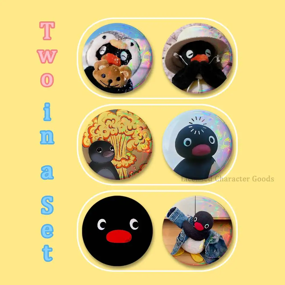 P-Pingu Penguin Badges 25 32 44 58 75 mm Round Cosplay Pin Bag Decor Fans Collect Friends Gifts Brooch Souvenir 2-piece set