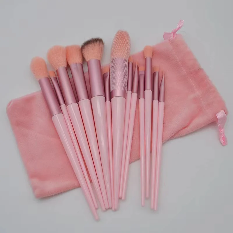 Nieuwe 13PCS Roze Make-Up Kwasten Set Blusher Oogschaduw Borstel Losse Poeder Foundation Applicators Cosmetica Borstels Makeup Tools