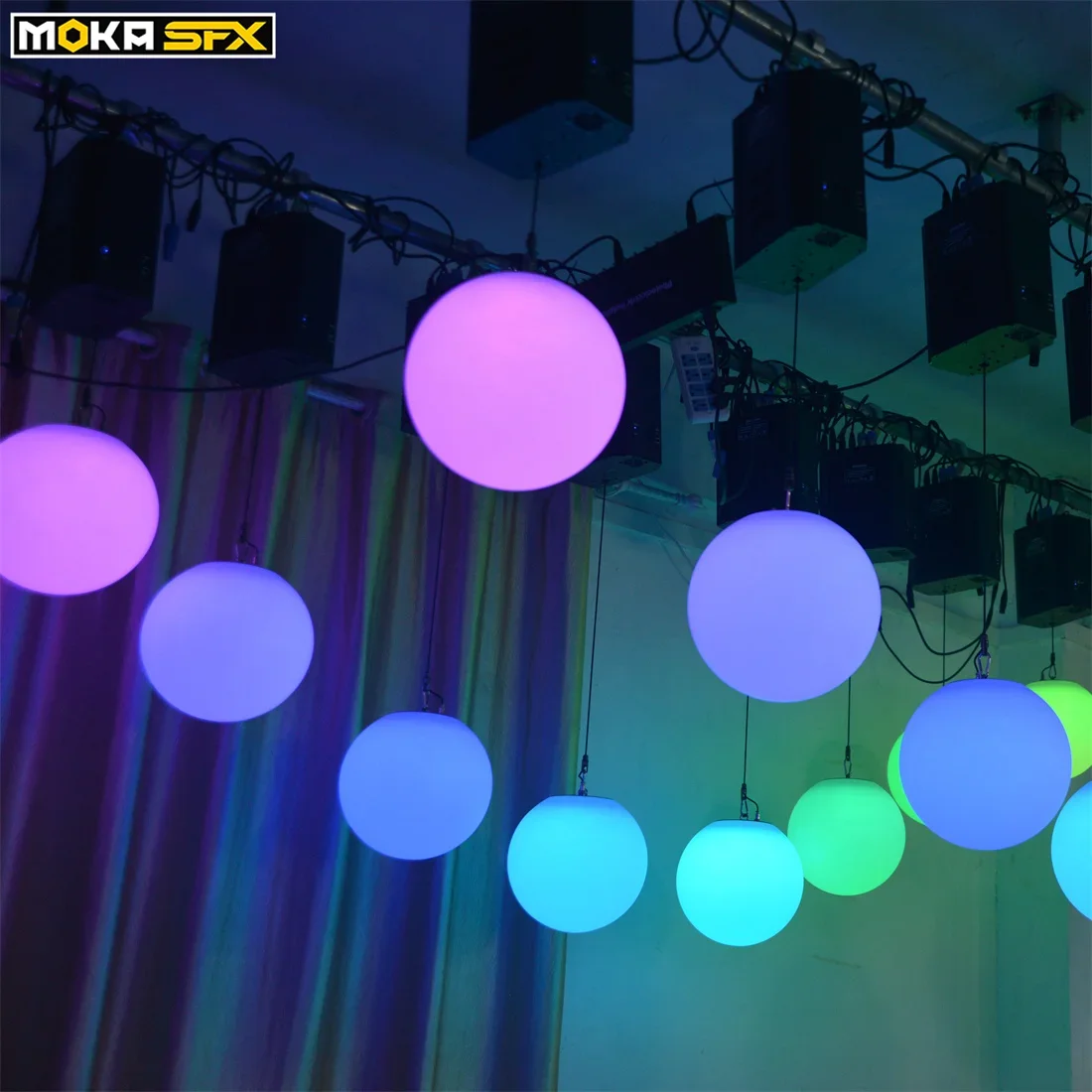 Imagem -05 - Moka Sfx Rgbw Led Colorido Levantamento Bola Controle Dmx Guincho Luz Efeito Led Decoração Interior Disco Bar Bola Cinética