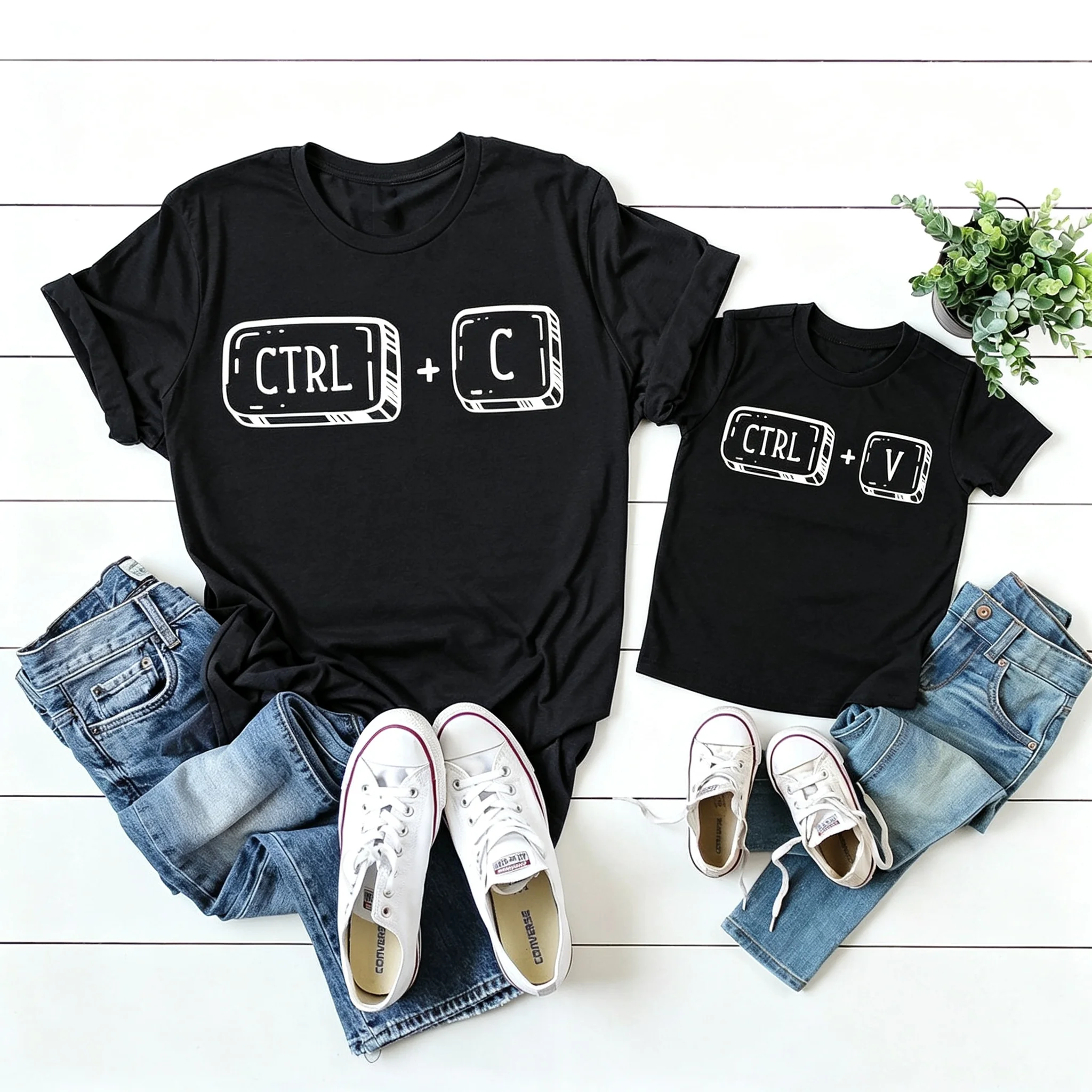 Ctrl C Ctrl V Family T-Shirt Father Mother and Son Daughter Tshirts Cute Copy Paste Matching Family Outfits Tops