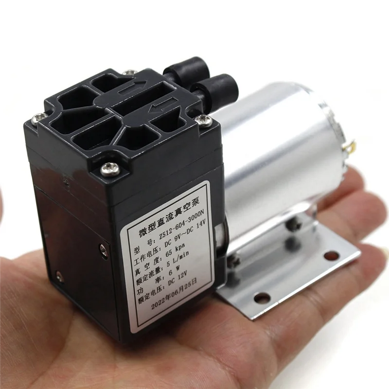 1PC Silver+Black 65-120Kpa DC12V Mini Vacuum Pump Negative Pressure Suction Pump With Holder For Gas Analysis Sampling