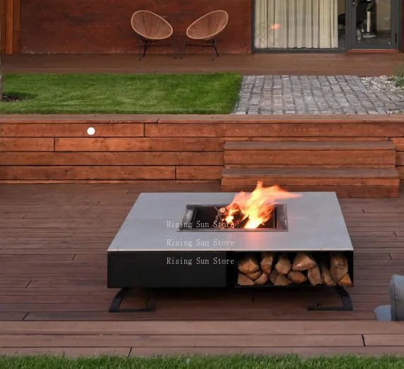 Garden Outdoor Antique Style Weathering Steel Brazier Wood Burning Fire Pit