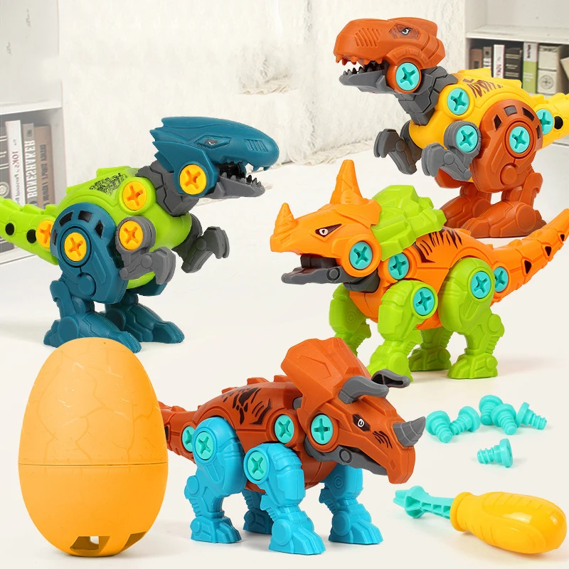 Dinosaur Building Block Fixing Screw  Disassembly and Assembly Toy Dinosaur Egg Tyrannosaurus Rex Model Children Educational