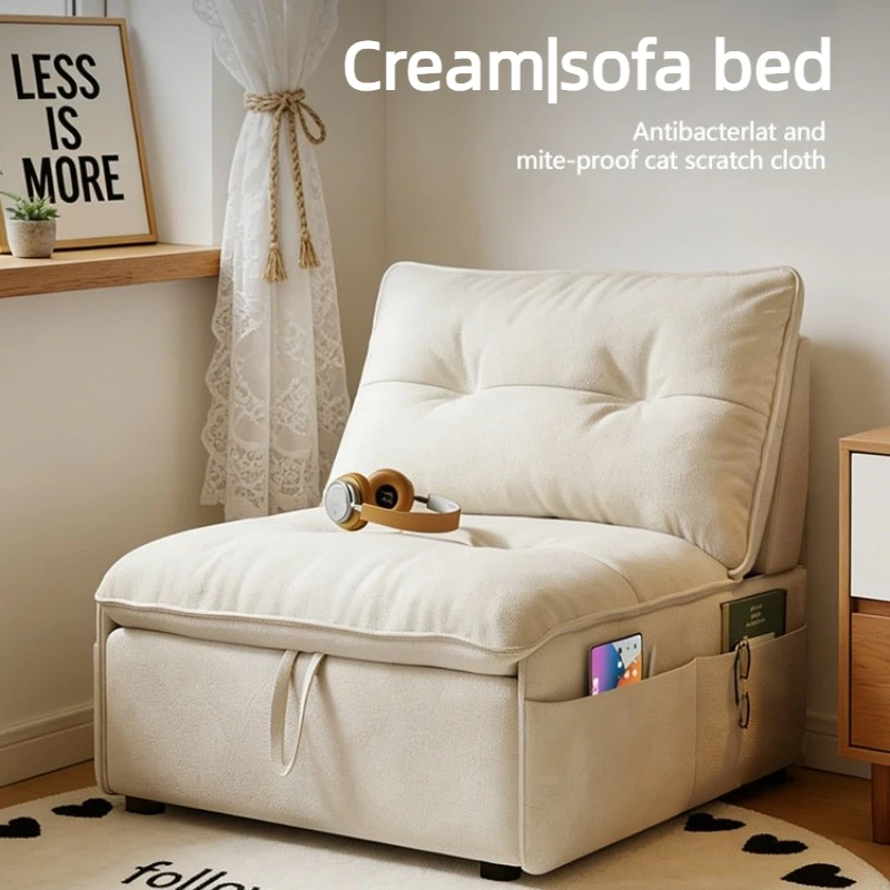 Sofá cama plegable de tela para sala de estar, sofá cómodo retráctil, sofá individual multifuncional, sofá cama individual, muebles de interior