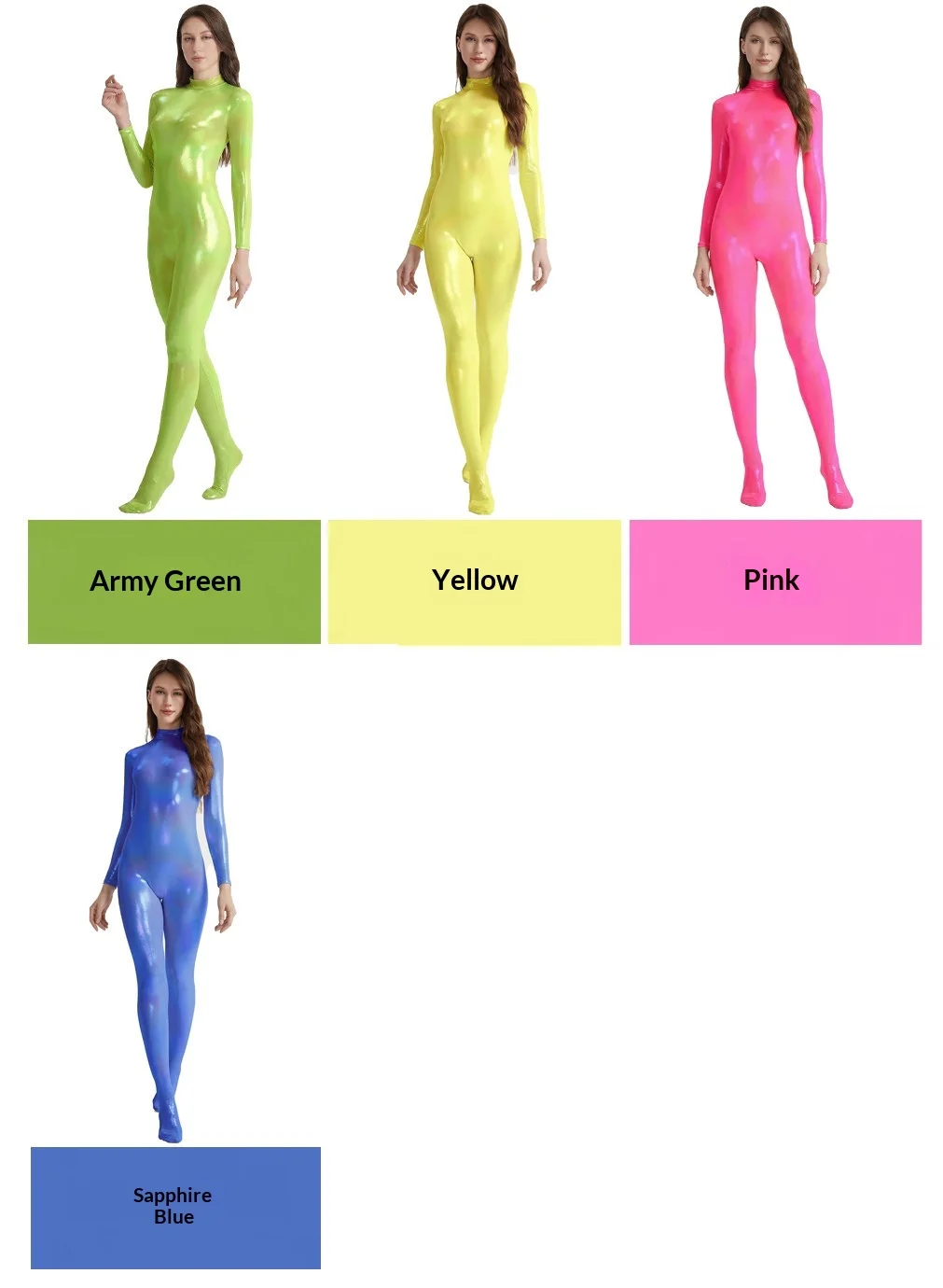 Women Zentai High Stretch Warp Knitting Magic Color Gradual Change Sexy Jumpsuits Yoga Sculpting Cosplay Catsuits No Gloves