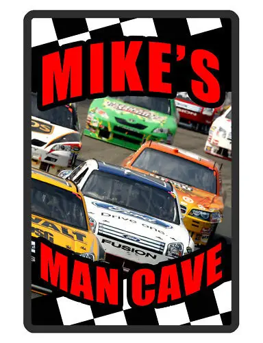 Personalized Man Cave Sign Printed with YOUR NAME auto racing Custom Signs D#212