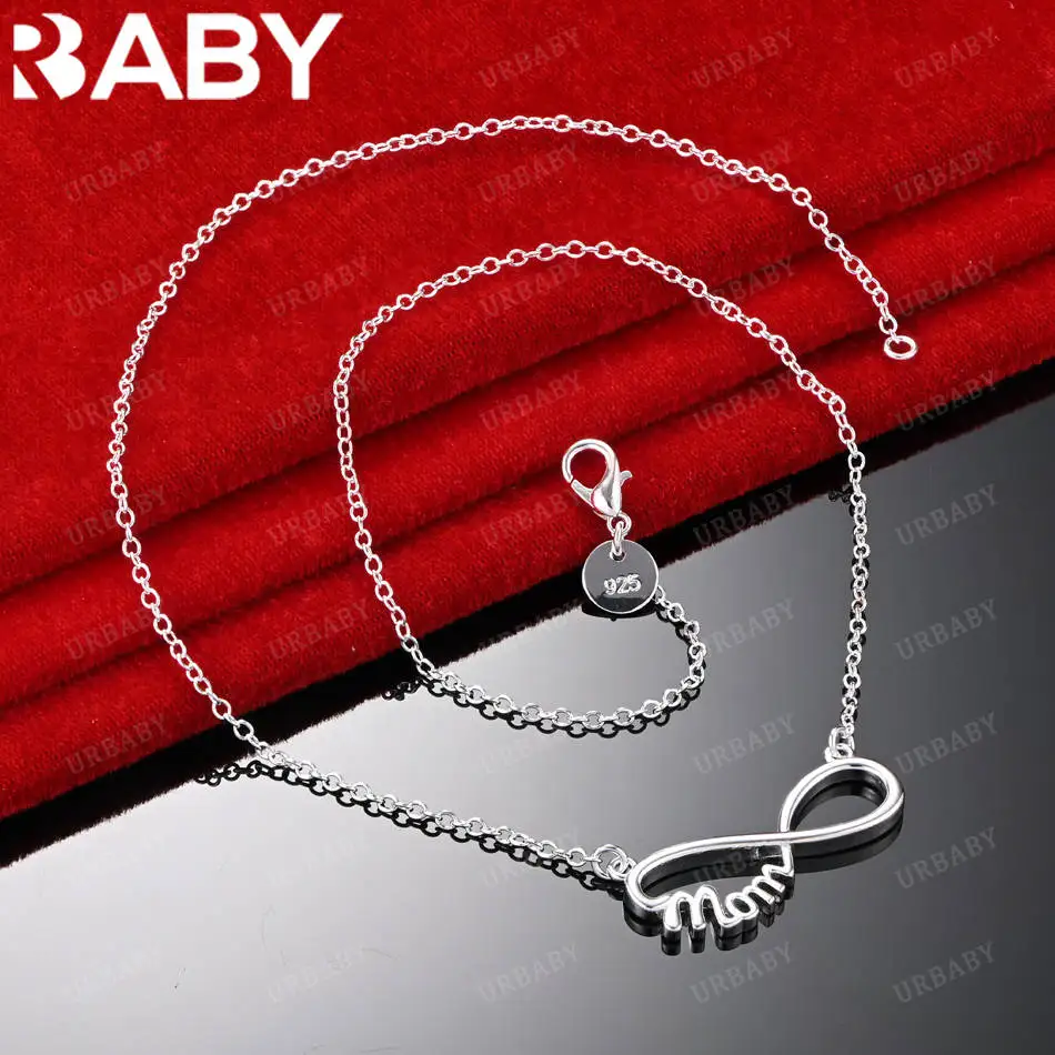 

URBABY 925 Sterling Silver 45cm Simple Necklace For Women Anniversary Gift Popular Wild Fashion Romantic Jewelry