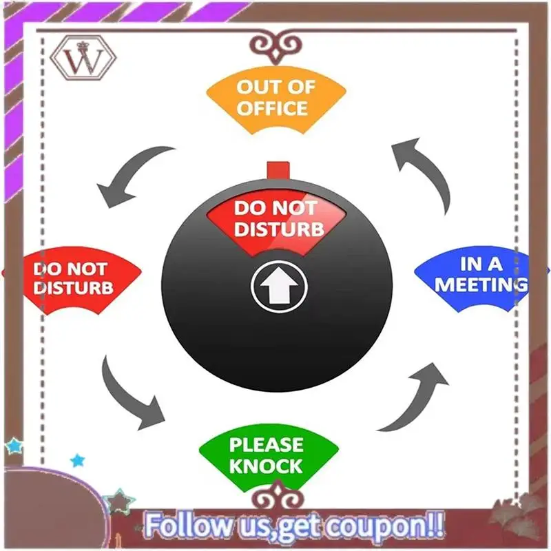ABBG-4PCS لافتة خصوصية أكريليك، لا تزعج/يرجى التدق/خارج المكتب/في لافتة اجتماع، لافتة باب المكتب (5 بوصة، أسود)