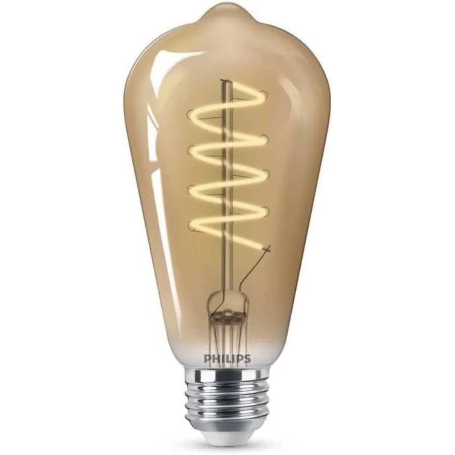 60W ST19 1-Pack Vintage Edison Spiral Amber 2000K 400 Lumen (6.5W = 60W) Dimmable Flicker-Free Light Bulb