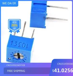 

NEW 200PCS Trimmer Potentiometer 3362P 10K 103 adjustable Resistors 3362 103 Variable Resistors 10K ohms