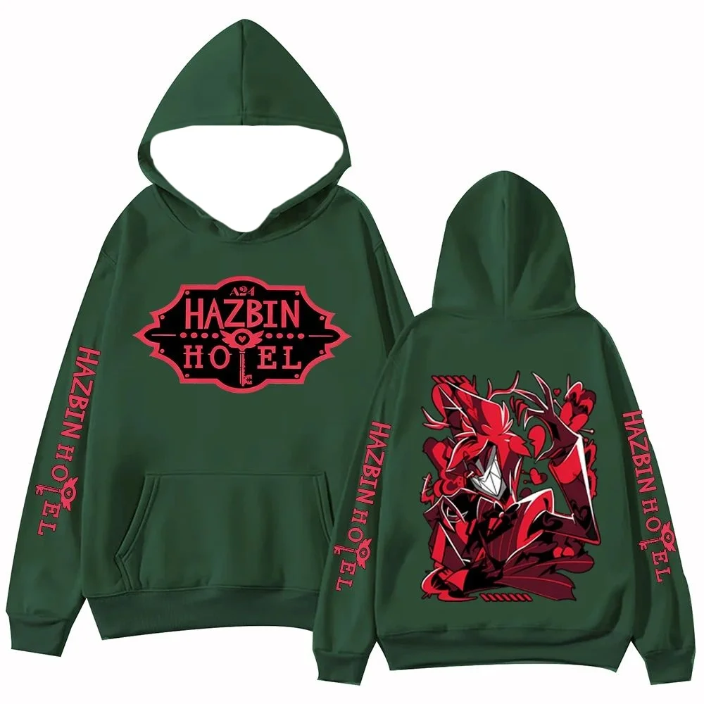 سترة بقلنسوة جمالية داكنة لفندق Hazbin الجديدة لخريف وشتاء 2025: تصميم شخصيات متباينة مطبوعة ثلاثية الأبعاد #1