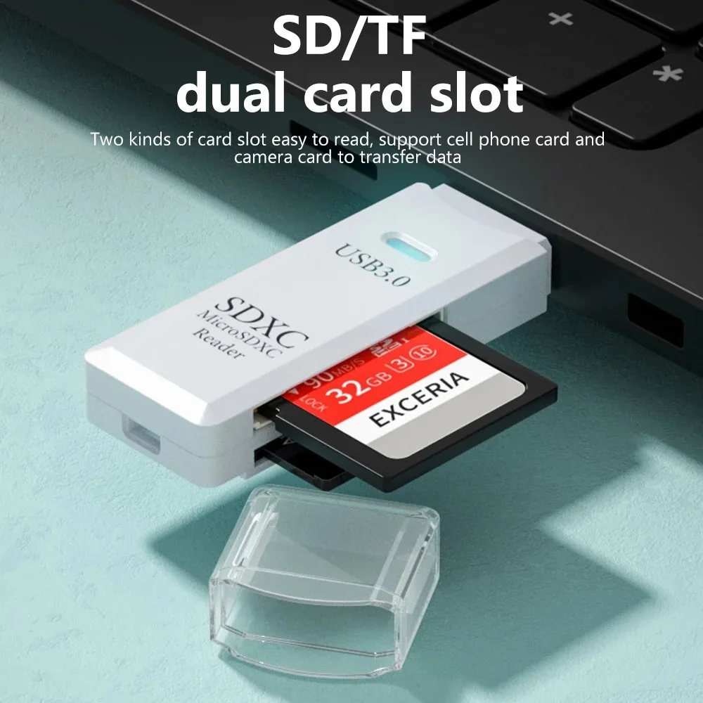 Lecteur de cartes mémoire 2 en 1 USB 3.0 vers SD TF, adaptateur pour ordinateur portable, accessoires, lecteur flash, intelligent, 2.0