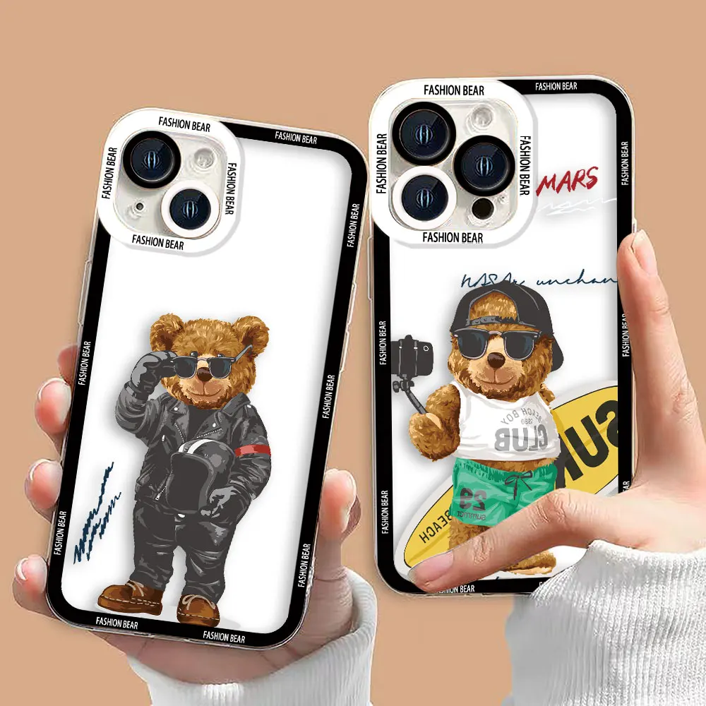 

Cute Sports Bear Clear Phone Case For REALME 5 6 7 7I 8 8I 9 9I 10 C67 C55 C53 C35 C33 C31 C30 C21Y C20 C15 PRO PLUS Case Funda