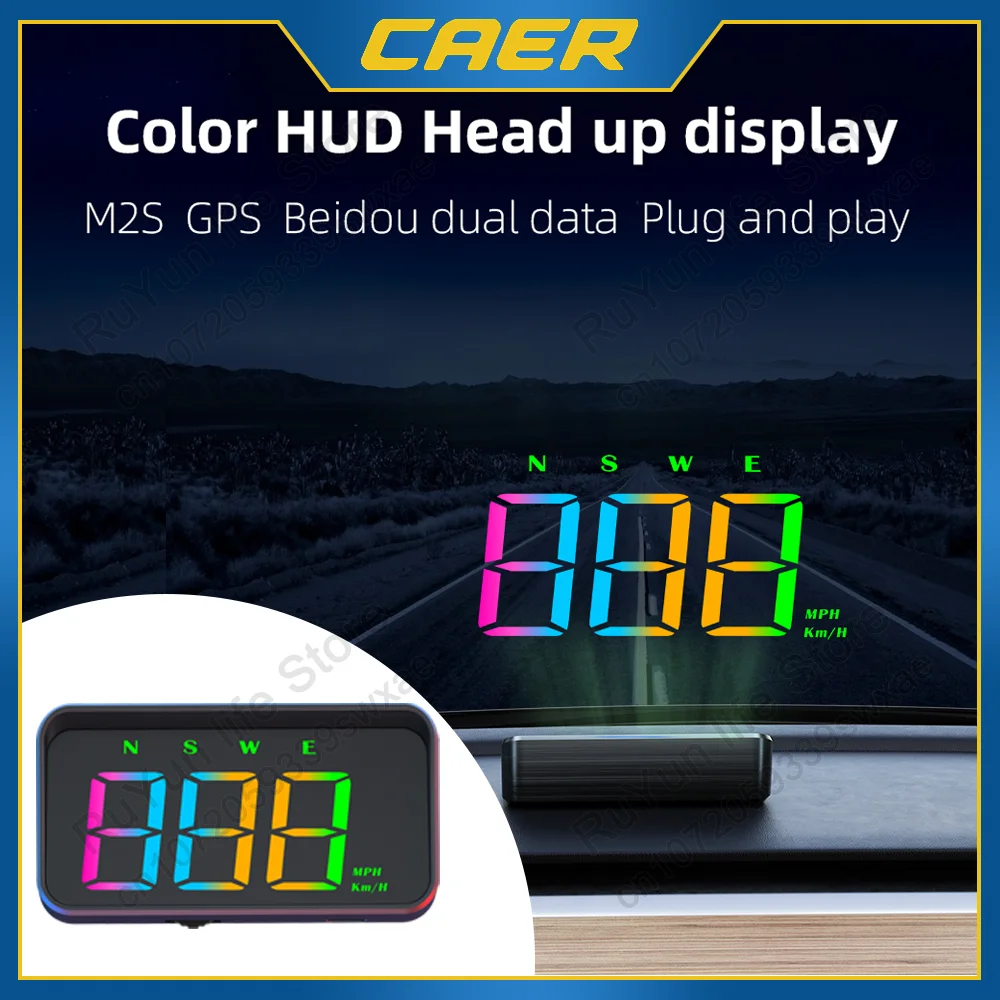 

Car Head Up Display GPS Speedometer MPH KM/H Speeding Alarm RGB HUD Light Sensing Windshield LCD Projector for All Auto Models