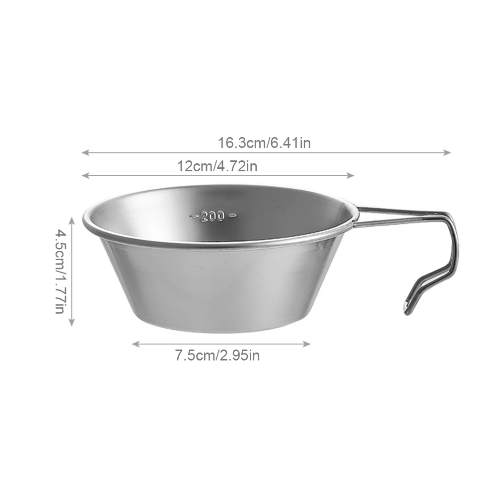 300ml/500ml Camping Water Cup Mug Stainless Steel Camping Bowl Lwith Handle Corrosion Resistant Hiking Picnic Cooking Equipment