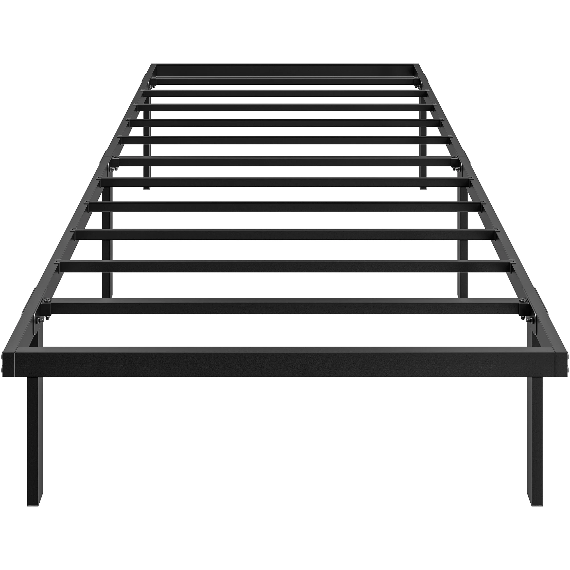 HOMCOM Cadre de lit 90 x 200 cm avec sommier en métal, lit simple avec rangement au-dessous, sans bruit, montage facile, noir