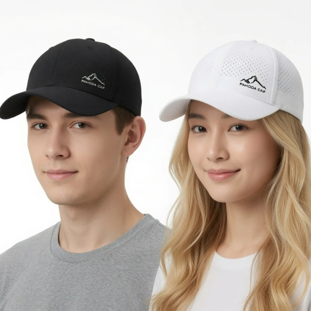 2Pcs/Set Outdoor Quick Dry Printed Baseball Cap Snow Mountain Logo Unisex Sports Cap for Travel Hiking Casual Fashion Trend Cap