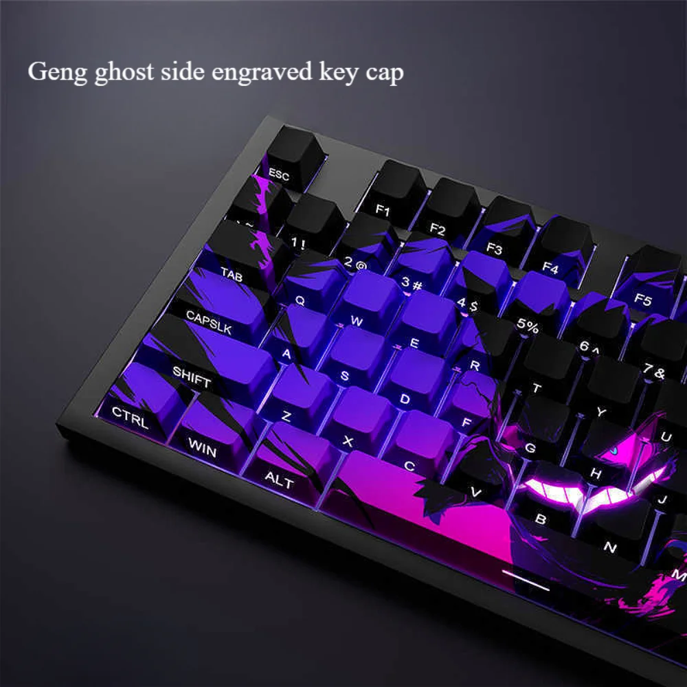 123-key PBT Keycap Cherry Type Side Engraved Transparent Letter Character Keycap for Mx Cherry Mechanical Keyboard