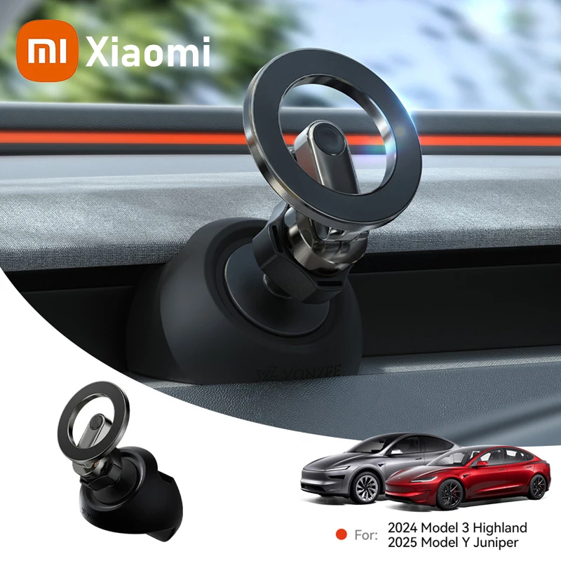 

Xiaomi Car Phone Holder Magnetic silicone base holder Tesla Car Wireless Charging Navigation Holder For 360 Degree Rotatable ﻿