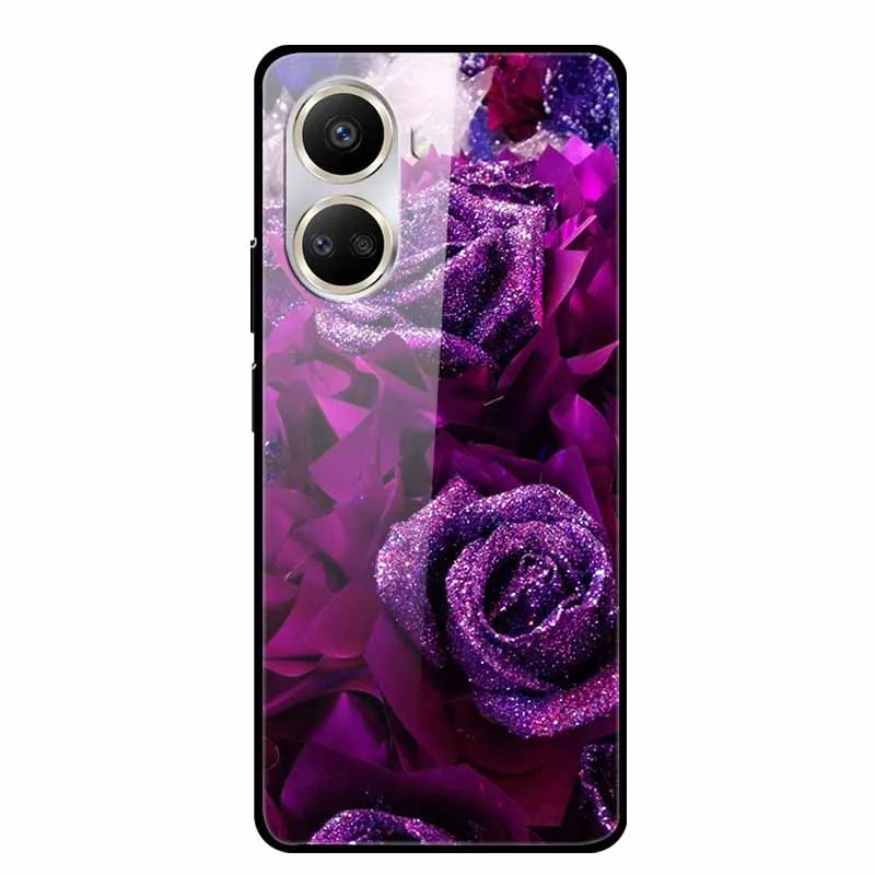 For Huawei nova 10 SE Tempered Glass Case Capa Coque Bumper on For Huawei nova 10 9 SE Phone Flowers Back Cover nova9 Hard Funda