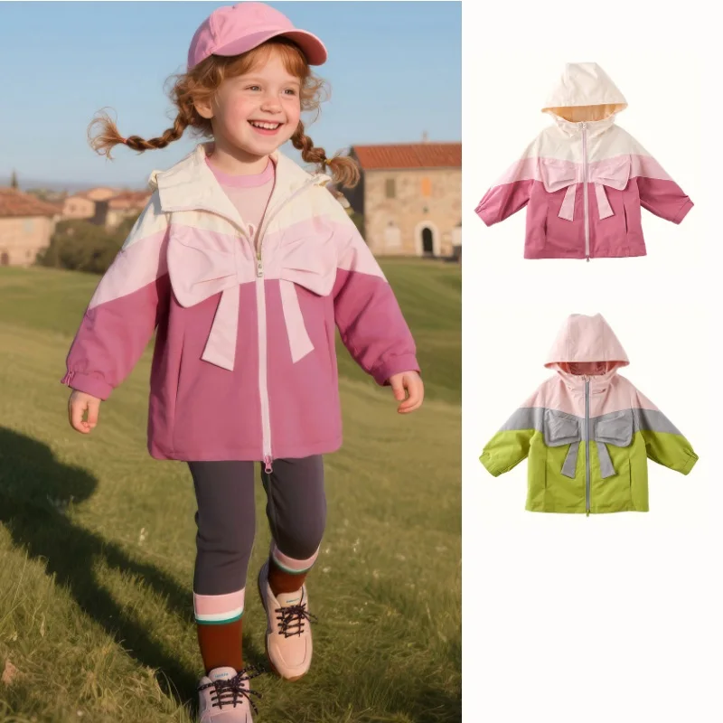 

Children's Jacket 2025 Autumn/winter New Pink Cartoon Fashion Korean Version Girls' Windbreaker Pure Cotton Warm Hooded Jacket