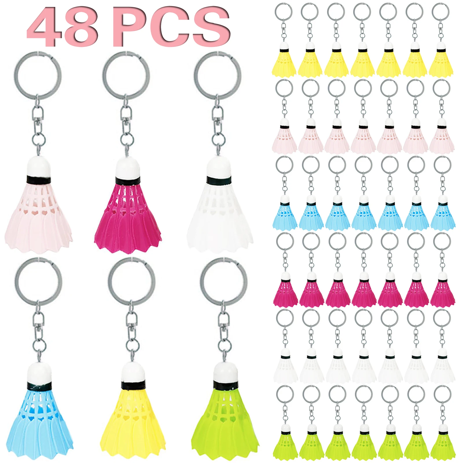 

48Pcs Badminton Key Ring Keychain Mini Miniature Souvenirs Pendant Shuttlecock Chain Keyring Creative Game Gift Keychains Gifts