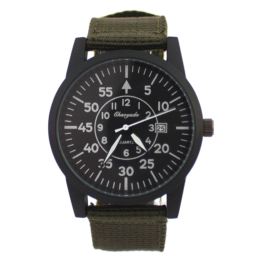 High Quality Fashion Black Dial Men's Date Watch Boy Women's Fabric Strap Bracelet Round Quartz Wrist Watch Date Watches Unisex