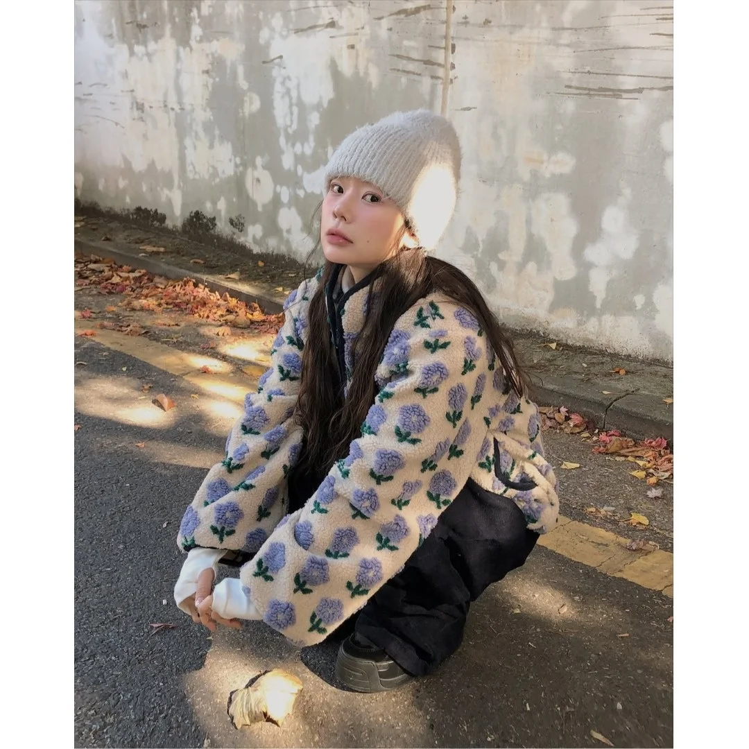 Piel de cordero Jaet mujer Sle cálido Aosphere invierno Faion 3D flor lindo coreano largo Sve ropa interior primavera otoño