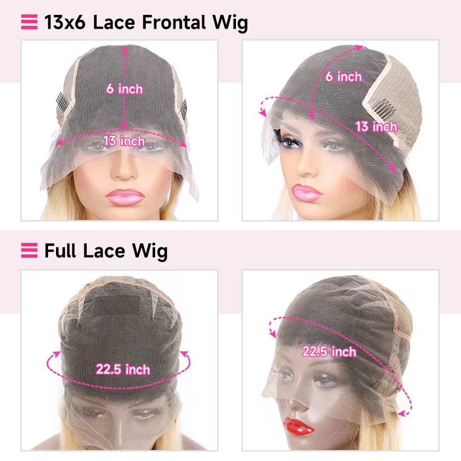 13x6 Full Lace Frontal Perücke aus Echthaar, 1B 613 Ombre Blonde Perücke mit dunklen Ansätzen, peruanische Body Wave Lace Front Echthaarperücken für Frauen – Detail 16
