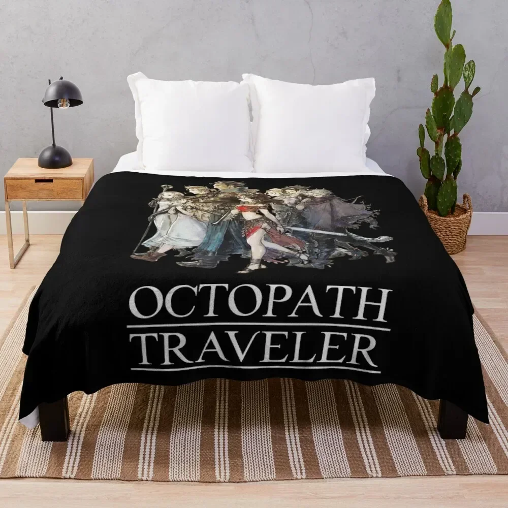 

Octopath Traveler - Travelers Logo [w/ White Text] Throw Blanket Travel Size Cozy Blanket for Plane Train