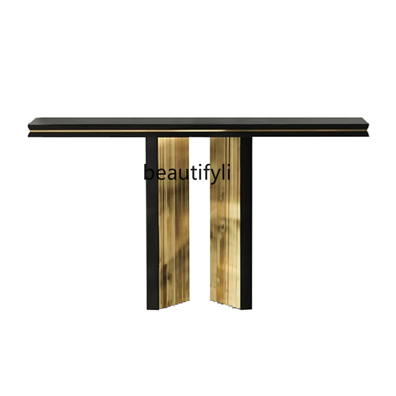 

Modern Simple and Light Luxury Desk Stainless Steel Altar Hallway Wall Decorative Table Aisle Entrance Cabinet