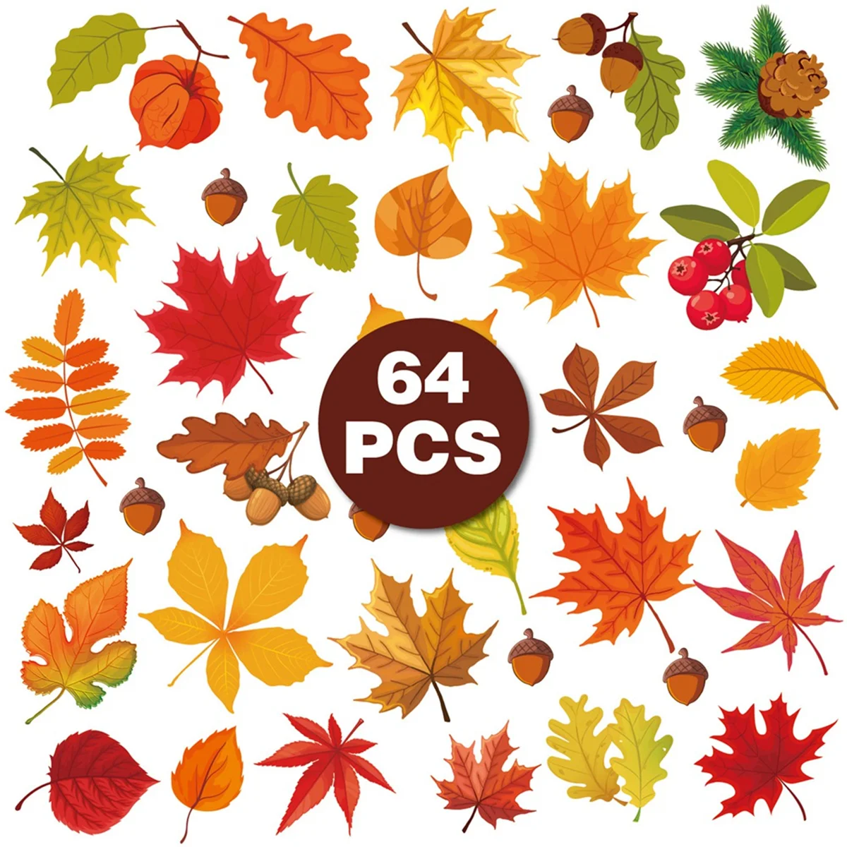 Hojas de otoño de Acción de Gracias, pegatinas de ventana, adhesivos de caída para ventana de vidrio, decoración de otoño estacional