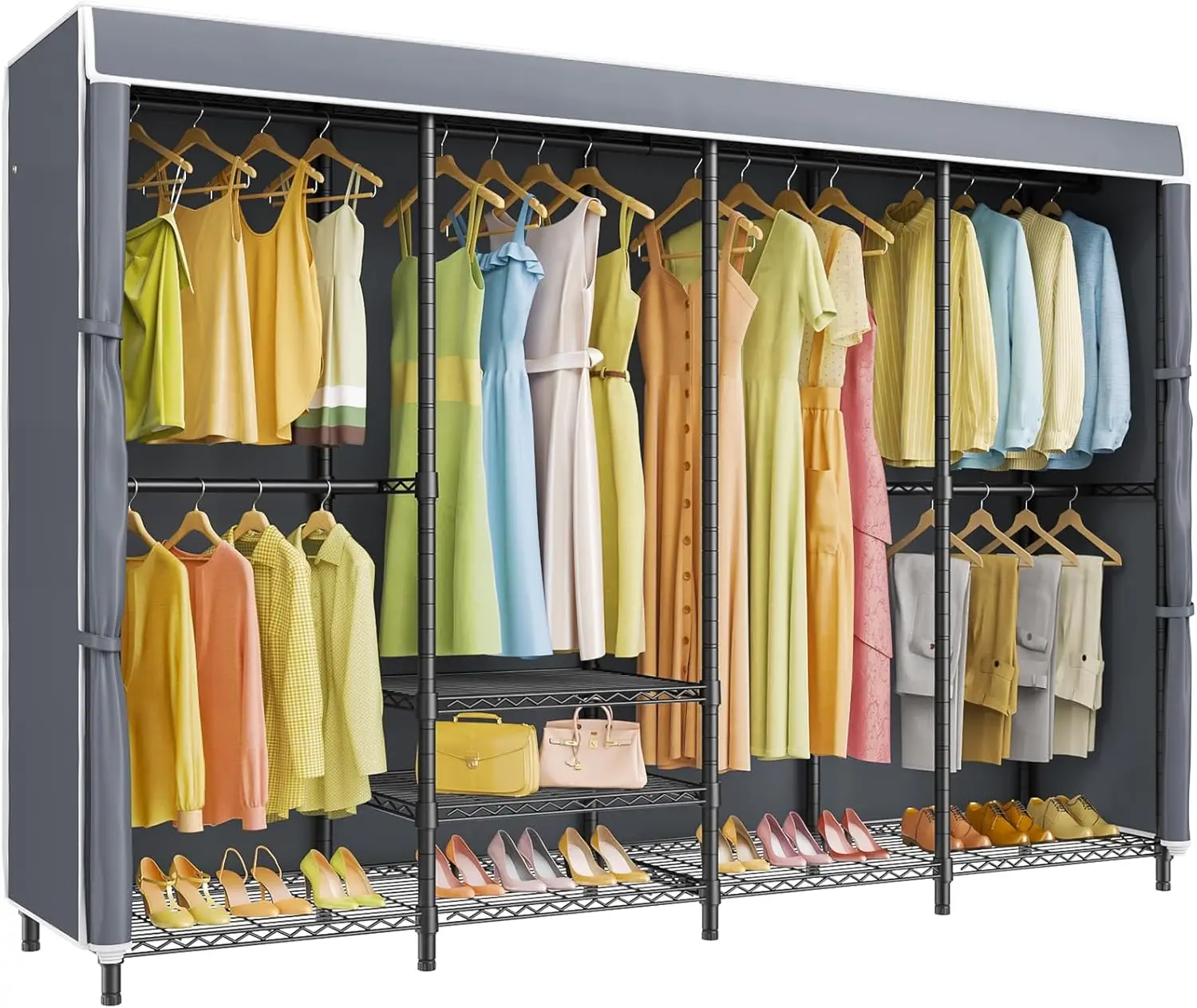 Vipek V40C Plus Heavy Duty Clothes Rack With Oxford Fabric Cover, Extra Large Covered Clothing Rack For Hanging Clothes