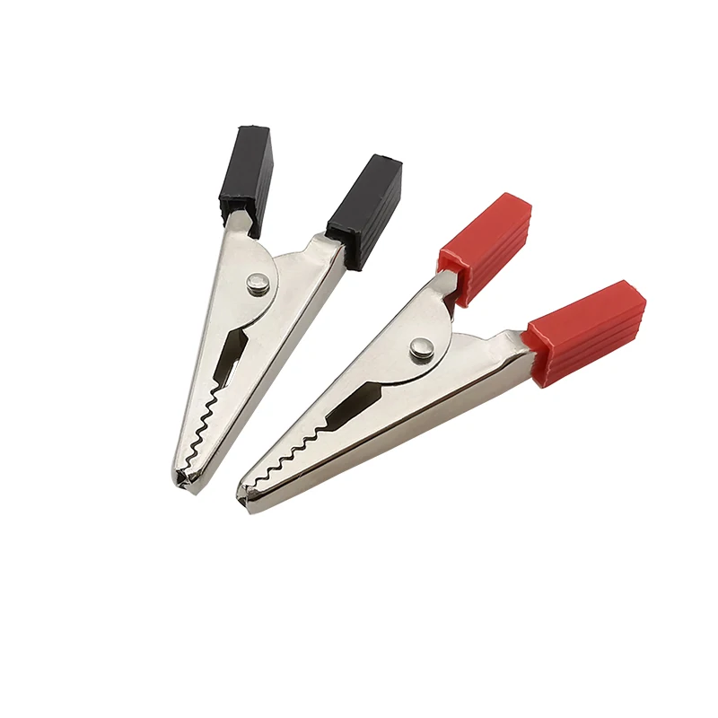 10Pcs Metal Crocodile Clip with Red Black Plastic Handle Alligator Clamps Electronic Test Probe Clips Length 45mm