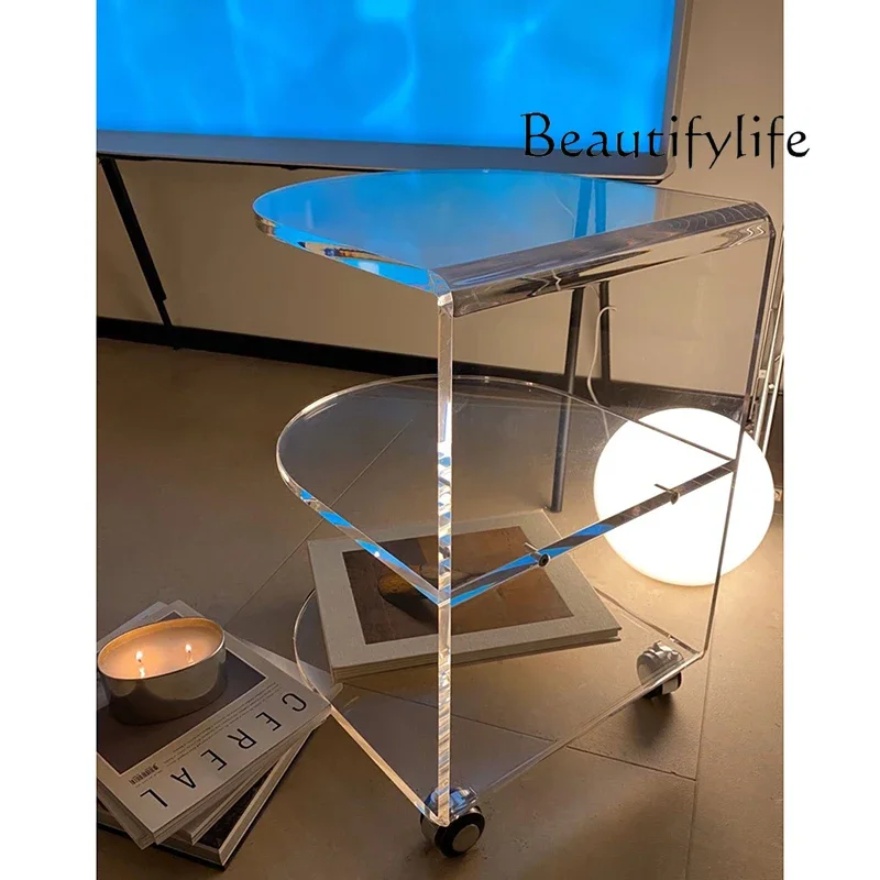 X36 Nordic Transparent Acrylic Trolley, Multi-layer Storage, Movable Shelf, Simple Side Of The Bed And Breakfast