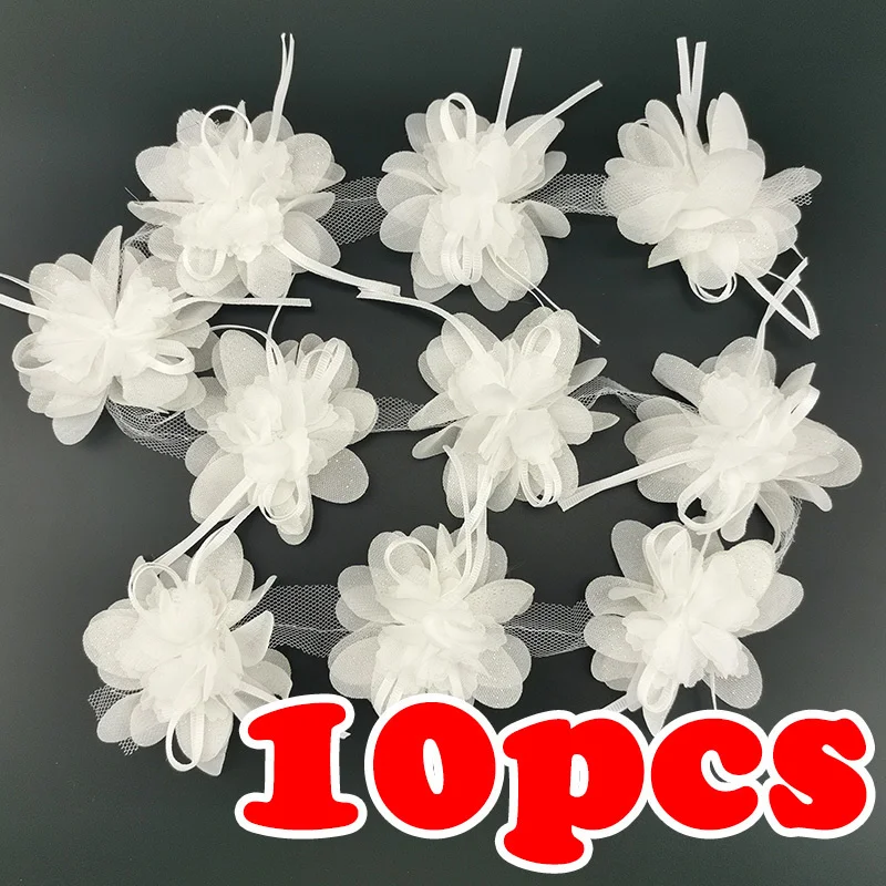 (10pcs/roll)80mm Chiffon Streamer Flower Lace Fabric Dress Clothing Accessories Hairpin Making Handmade DIY Crafts Materials