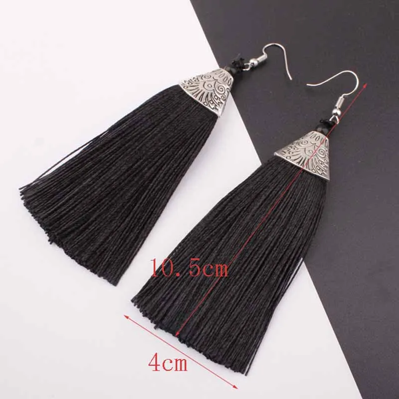 New Mode Style Summer Tiered Long Tassel Earrings For Women National Wind Exaggerated Earrings Stacked Dangle Earrings