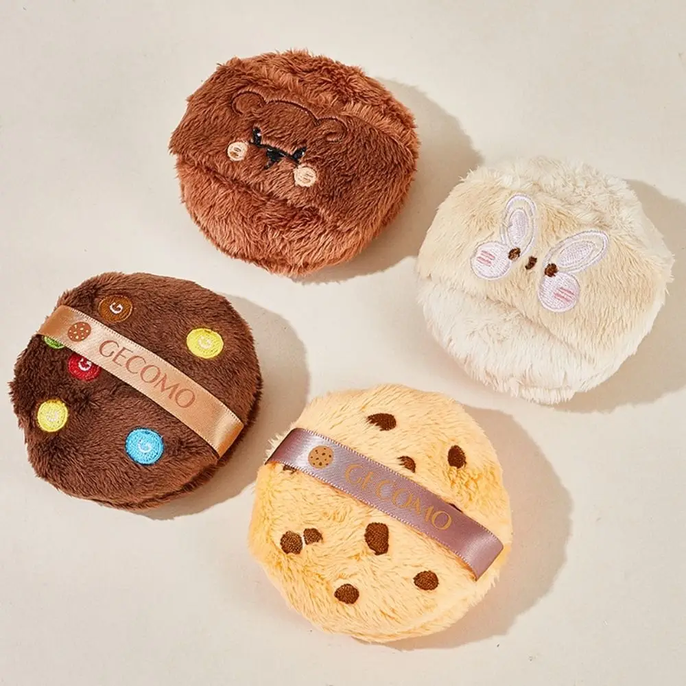 かわいいかわいいメイクアップパフ洗えるノンケーキングロング綿毛パフ再利用可能な丸型ドライパワーパフメイクアップ設定