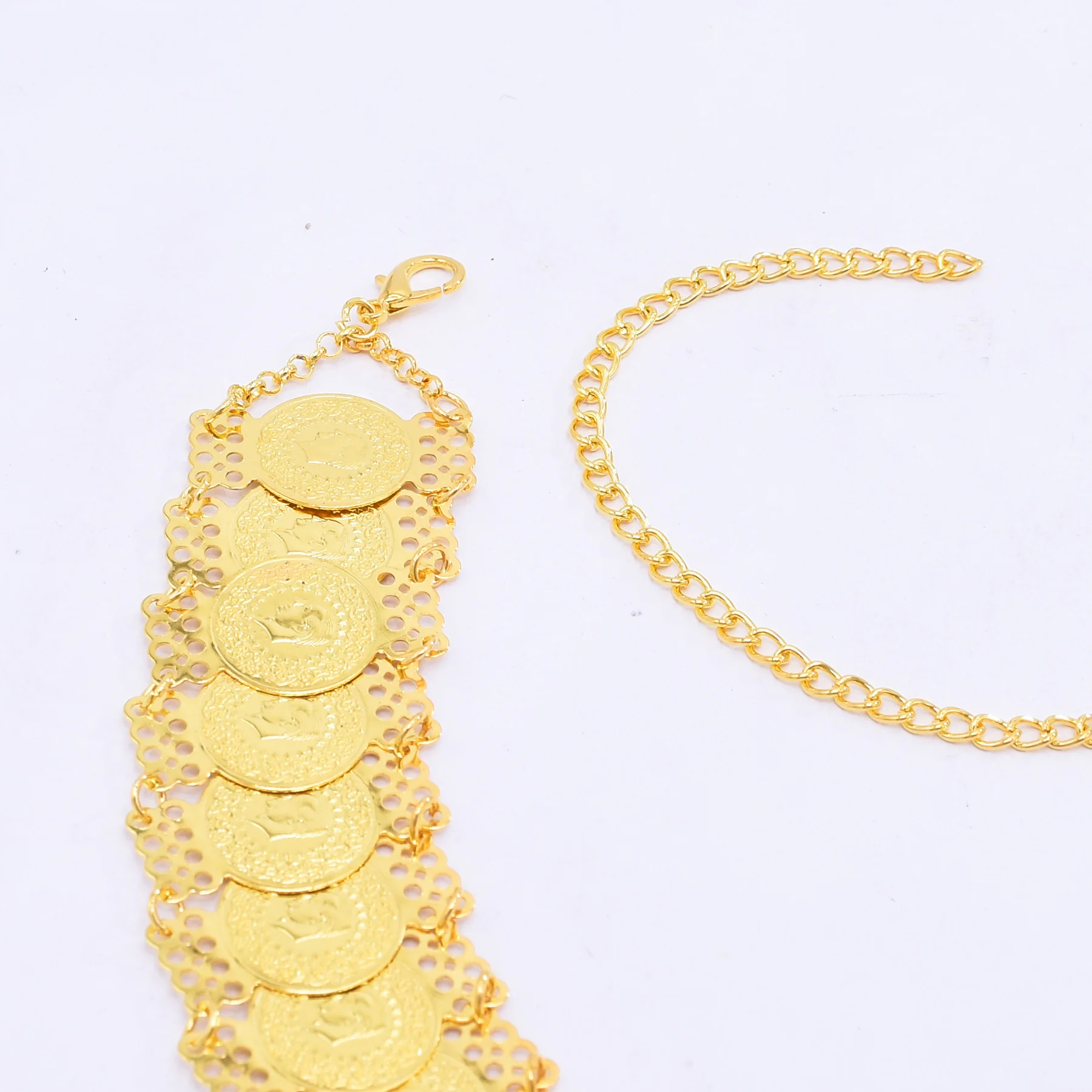 الذهبي طبقة واحدة عملات الخصر البطن سلاسل الأزياء العربية الشرق الأوسط الكردية الملابس العرقية حزام الجسم مجوهرات اكسسوارات