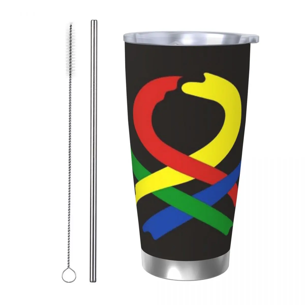 

United Colors Of Benetton Stainless Steel Tumbler Vacuum Insulated Mugs Thermal Cold Cups Straws With Lid 20oz