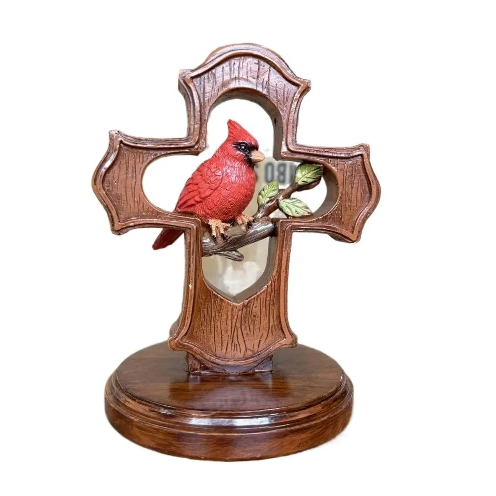 Crimson Cardina l Cross Ornament Spiritual Comfort Olive Branch Design Bird Ornament Handmade Christian Remembrance Keepsake
