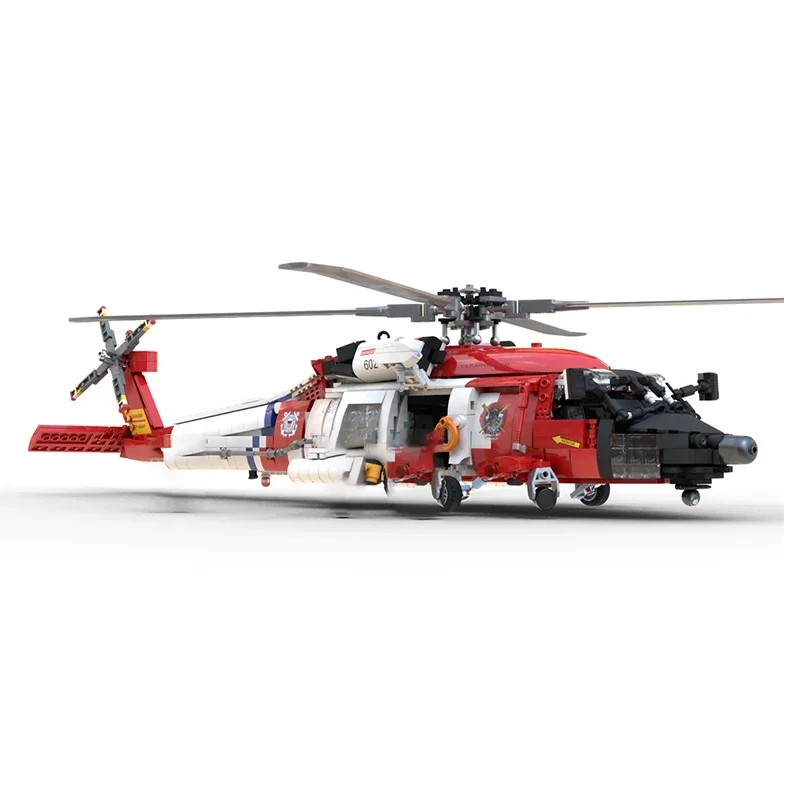 Moc klocki Model wojskowy helikopter ratunkowy cegły techniczne DIY montaż zabawki konstrukcyjne dla dzieci prezenty świąteczne