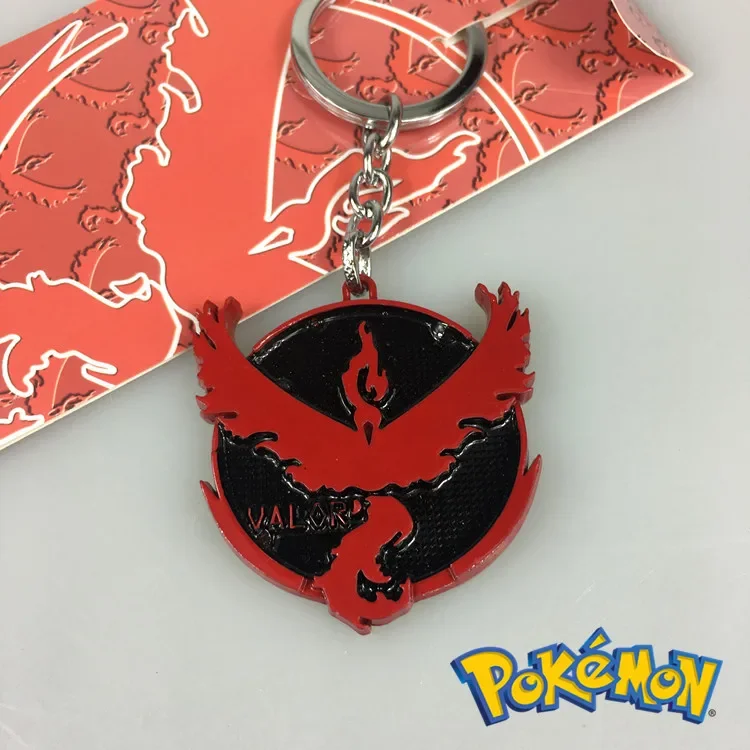 Pokemon Animation Game Articuno Zapdos Moltres Logo Plating Alloy Key Chain Bag Key Ring Pendant Accessories Birthday Gifts