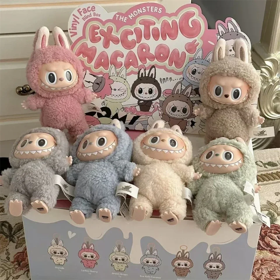 Quente os monstros têm um assento série labubu vinil boneca de pelúcia caixa cega brinquedo figura ação anime modelo caixa mistério presente coleção