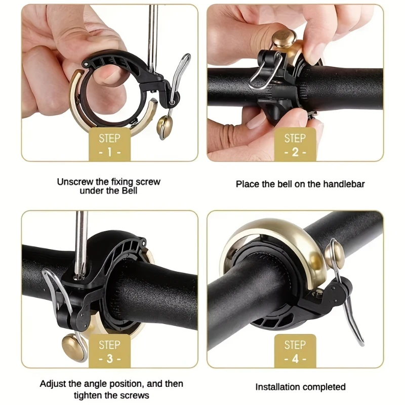 Durable Bicycle Bell Safety Warning Bike Bell Horn Handlebar Copper Alloy Non-Slip Bicycle Alloy Ring Crisp Sound Cycling Alarm