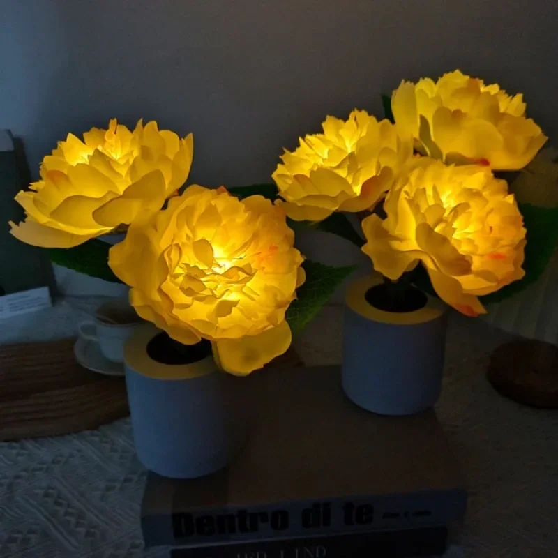 Sunflower Besides Lamp LED Night Light Peony Bouquet Korean Ins Night Lamp for Bedroom Home Decor Children Kids Gift